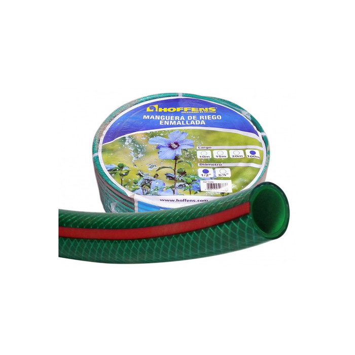 MANGUERA ENMALLADA EXTRA VERDE LÍNEA ROJA