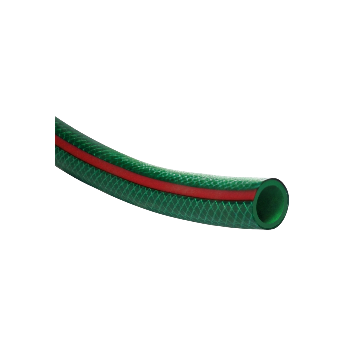 MANGUERA ENMALLADA EXTRA VERDE LÍNEA ROJA